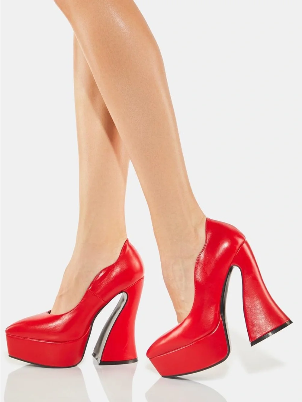 Lamoda Red Phony Love Platform Heels 6